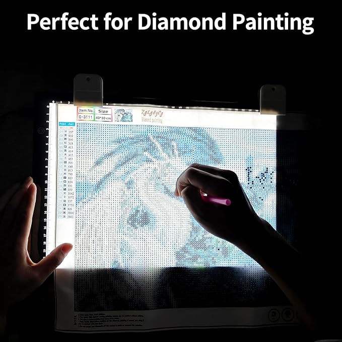 Elice A4 LED Tracing Light Box with 4 Clips, Ultra-Thin Diamond Art Light Board, Bright Light Pad, Lightbox for Tracing and Drawing, Artcraft Light Table for Weeding Vinyl, Diamond Painting, Sketching