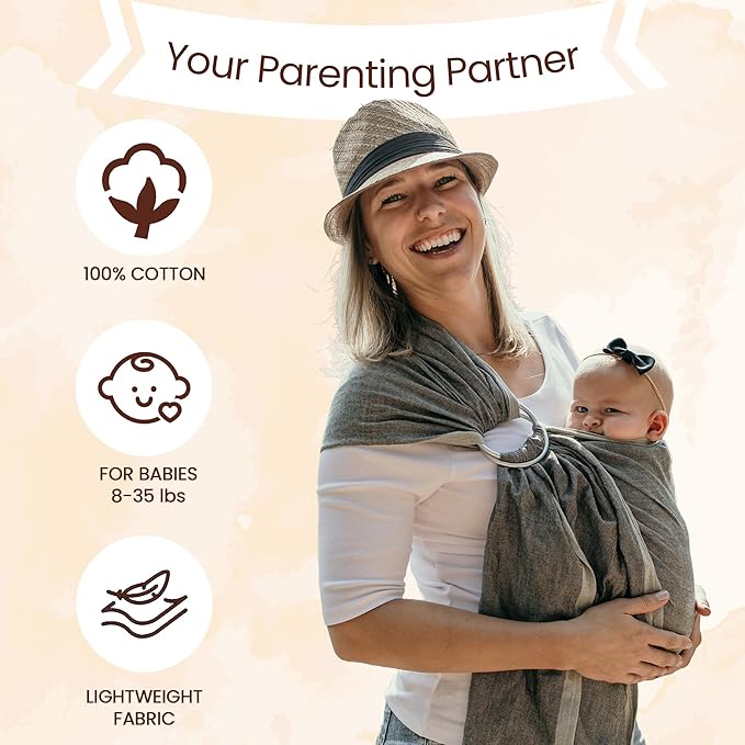 Hip Baby Wrap Ring Sling Baby Carrier for Infants and Toddlers - 100% Soft Cotton Baby Wraps Carrier for Babies 8-35 lbs - Perfect Baby Shower Gifts Moms and Dads - Nursing Cover (Rainbow Honeycomb)