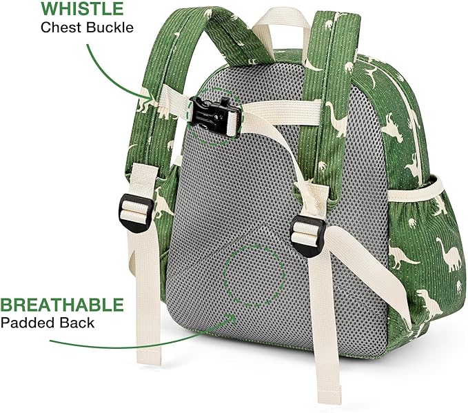 STEAMEDBUN Corduroy Kids Backpack for Girls and Boys 5-8: Boys Backpack for Elementary Kindergarten - 15 inch Cute Backpacks for Kids - Dinosaur