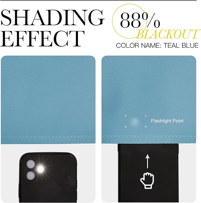 NICETOWN Room Darkening Curtains for Room Divider, Grommet Thermal Curtains Light & Sound Reducing Window Treatments for Sliding Glass Door, W66 x L118, Teal Blue, 2 Panels