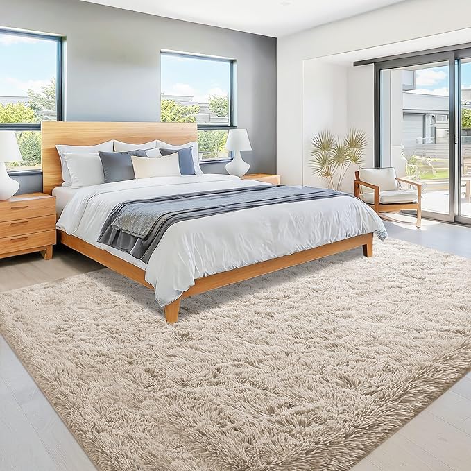 8x10 Area Rug for Living Room: Fluffy Shag Soft Washable Rugs Large Fuzzy Plush Indoor Carpet for Bedroom Nursery Playroom Kids Girls Boys Room (Camel, 8'x10')