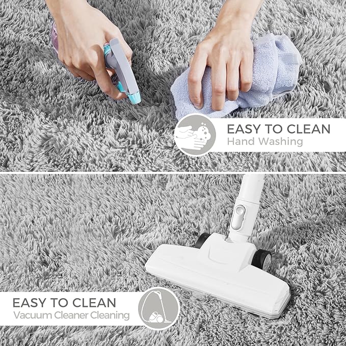 Ultra Soft Rug for Living Room, 5X8 Fluffy Shag Area Rug for Bedroom, Modern Shaggy Carpet Fuzzy Rug for Teens Dorm Nursery Home Decor Aesthetic, Upgrade Anti-Skid Durable, Light Grey