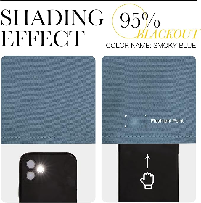 NICETOWN Blackout Curtain Drapes for Living Room - Decorative Thermal Insulated Solid Grommet Top Room Darkening Window Treatments for Kids (Stone Blue, 1 Pair, 46 x 72-Inch)