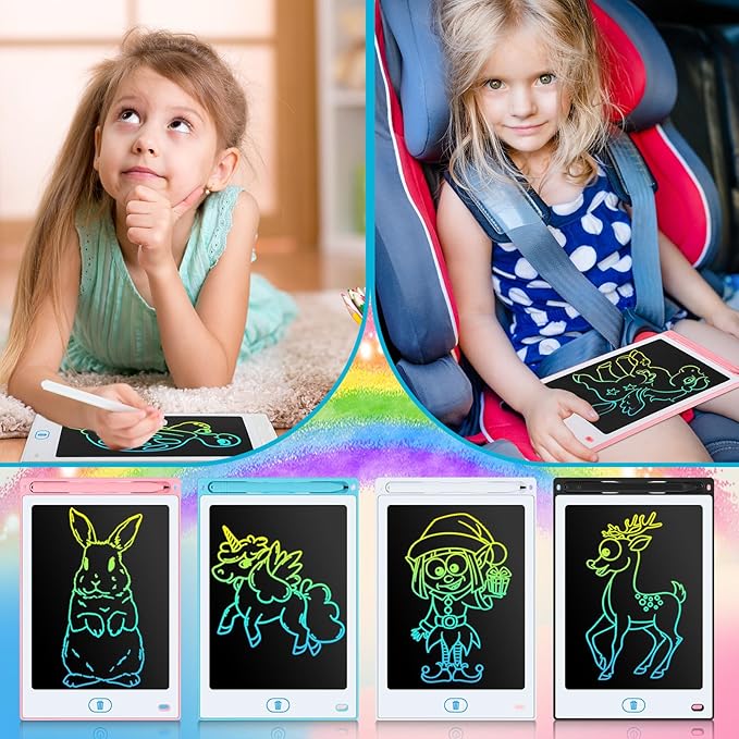 Tinlade 12 Pack LCD Writing Drawing Tablets 8.5 Inch Bulk Colorful Doodle Board Erasable Electronic Painting Drawing Pads Learning Toy Gifts for Kids Boys Girls(Pink, Blue, White, Black)