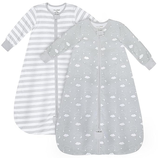 Mama Cheetah Baby Sleep Sack with Sleeves, 0.5 TOG Organic Cotton Wearable Blanket and Two-Way Zipper, Swaddle Transition Long Sleeve Sleeping Bag for Newborn Infant Toddler, 0-6 Months