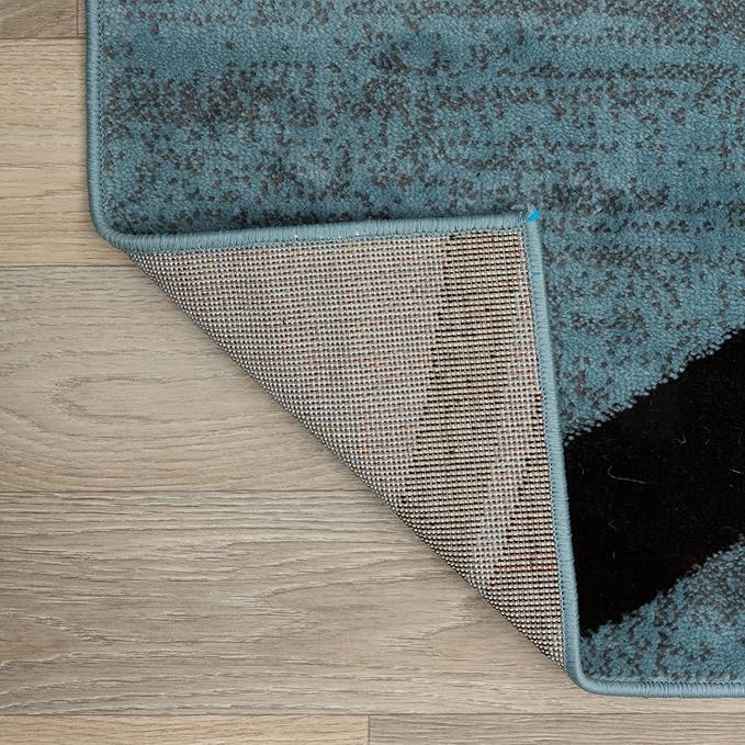 Rugshop Modern Wavy Circles Design Runner Rug 2'7" x 8' Blue