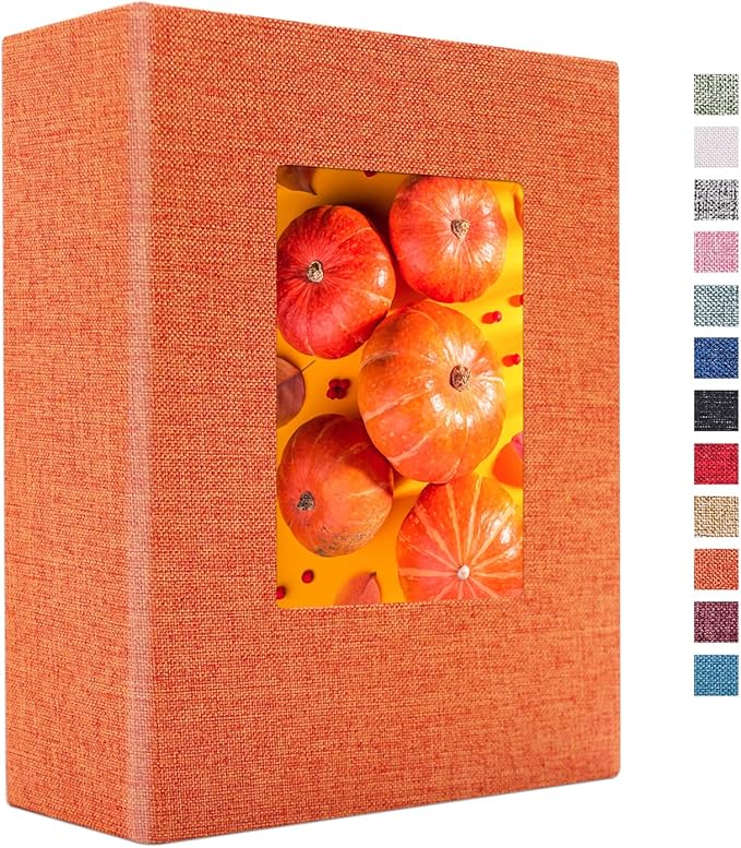 Vienrose Photo Album 4x6 100 Pages Photos Linen Cover Picture Book with Front Window for Baby Wedding Children