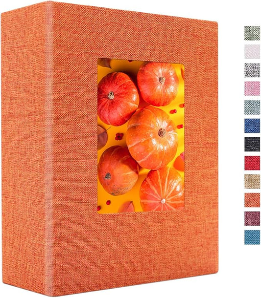 Vienrose Photo Album 4x6 100 Pages Photos Linen Cover Picture Book with Front Window for Baby Wedding Children