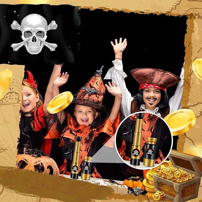 Deekin 50 Pcs Pirate Telescope for Kids Pirate Party Favors Accessories Telescope Toys Spyglass Mini Treasure Hunt for Boat Halloween Birthday Party Supplies
