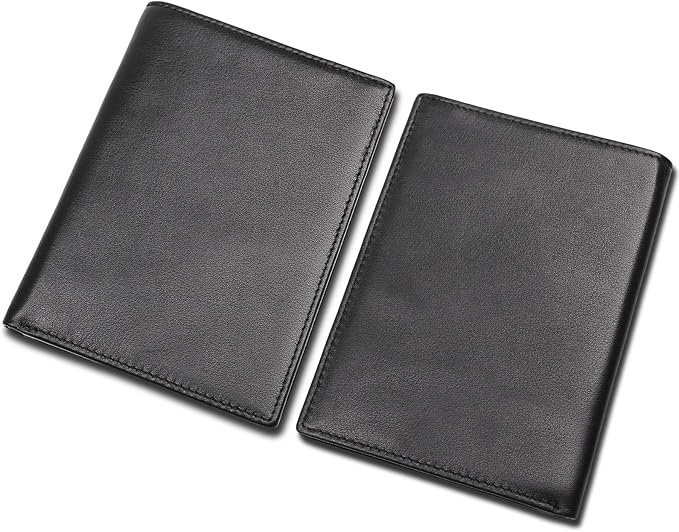 Polare RFID Blocking Napa Leather Passport Holder Travel Wallet For Men and Women (Black)