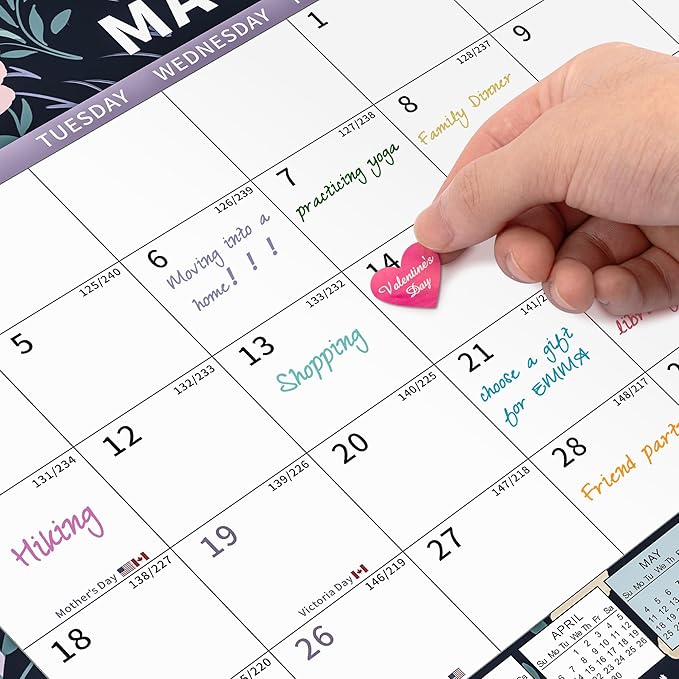 2025 Calendar, Wall Calendar 2025-2026 Planner Hanging Spiral Bound Magnetic Fridge Calendars 15" x 12", Use Jan 2025 - Jun 2026