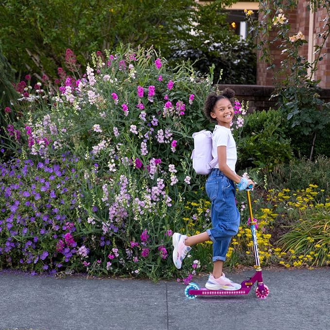 Jetson Character Kids Kick Scooter, LED Lights on Stem & Light-Up Wheels, Lightweight Frame, Height-Adjustable Handlebar, Lean-to-Steer System, Easy-Fold Mechanism