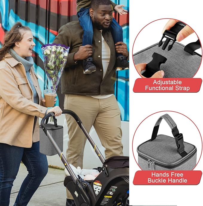 Accmor Breastmilk Cooler Bag with Ice Pack, Baby Bottle Cooler Bags, Insulated Tote Bags On The Go, Fits 4 Large 8oz Bottles, for Nursing Mom Daycare Travel, Grey