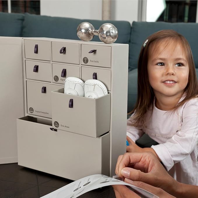 Savor | The Original Deluxe Baby Keepsake Box | Fabric Bound Acid-Free Modern Gender-Neutral Newborn Keepsake and Memory Organizer with Labels |for Pregnancy, Mother’s Day, Baby Shower, New Baby