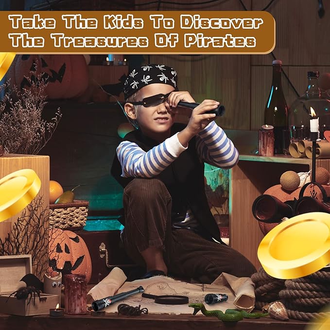 30 Pcs Halloween Pirate Telescope Bulk Pirate Party Favors Mini Plastic Monocular Telescope Toddler Spyglass Toy for Treasure Pretend Cosplay Birthday Party Black 2.6" to 5.5"