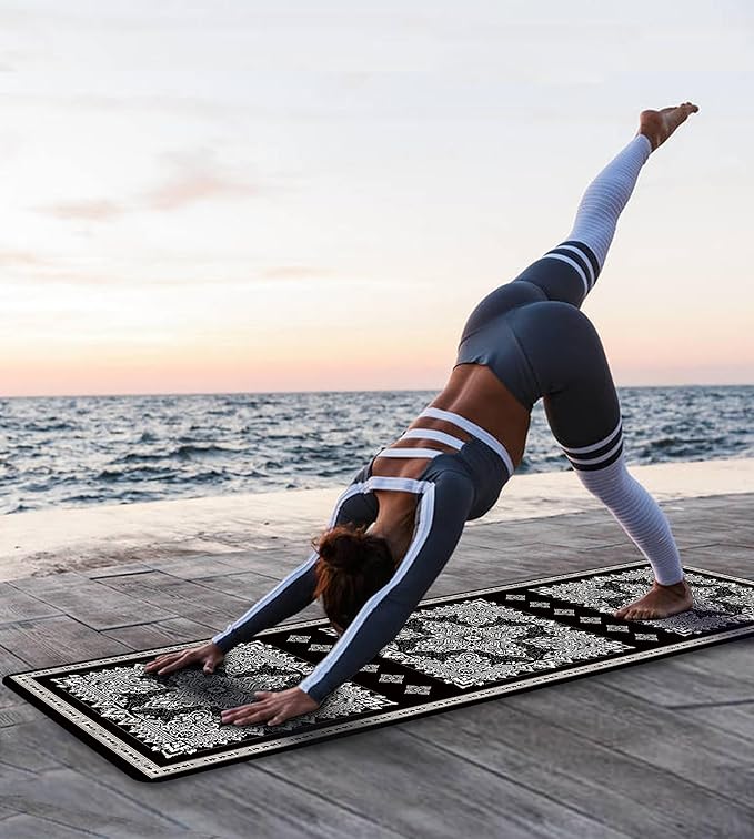 Non Slip Yoga Mat TPE Workout Mat for Men Women, Thick Workout Mat with Carrying Strap, Fitness Mats for Exercise, Yoga, Fitness, Pilates, Floor Workouts (72" x 24" x 6mm)