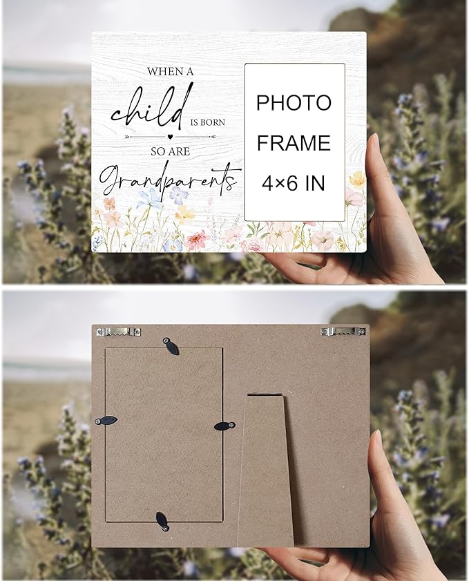 New Grandparents Picture Frame - Grandparents Gifts, Grandparents Baby Announcement Frame, When a Child Is Born so Are Grandparents Wooden Picture Frame for Tabletop or Wall Hanging 4x6