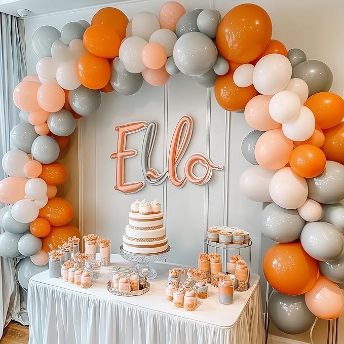 RUBFAC 129pcs Gray Balloons Different Sizes 18 12 10 5 Inches Matte Grey Latex Balloon Garland Arch Kit for Birthday Party Graduation Baby Shower Wedding Holiday Decoration