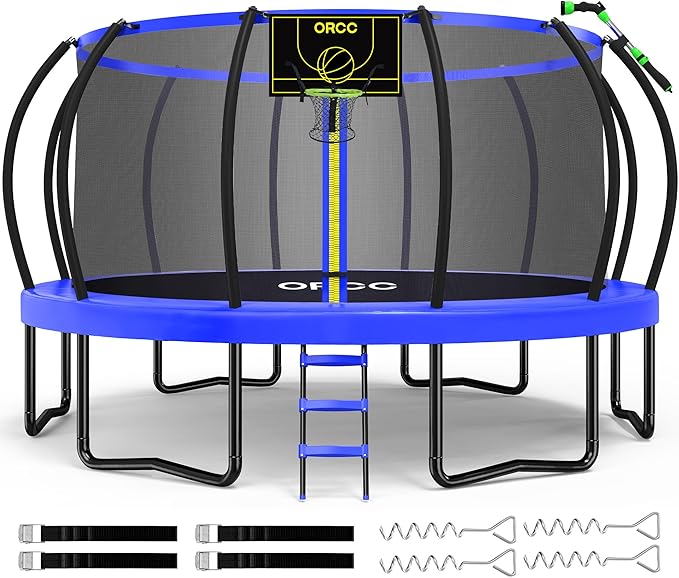 ORCC 1200LBS Weight Capacity Trampoline 16 15 14 12 10 8FT Outdoor Yard Trampolines for Kids Adults Outdoor Yard Trampolines for Kids Adults