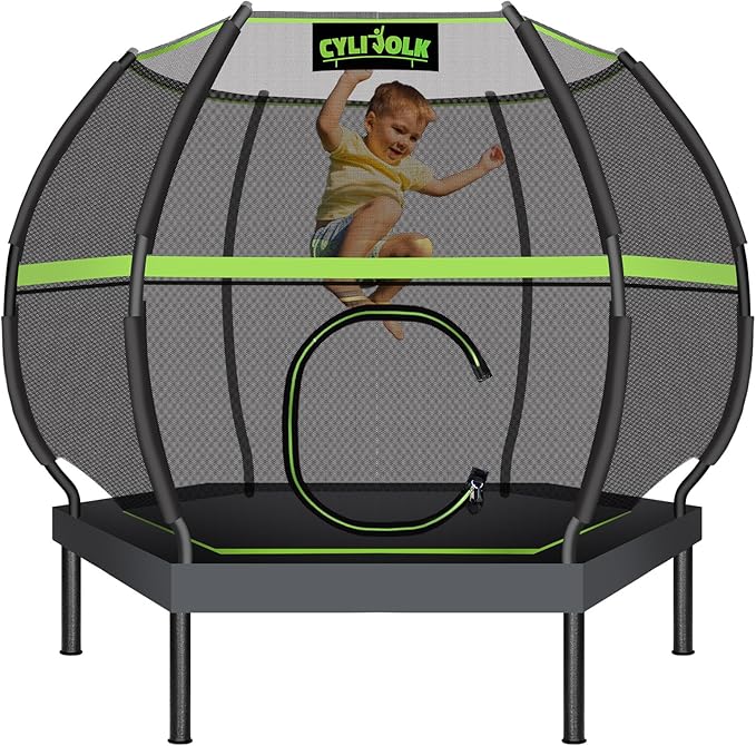 Trampoline for Kids, Heavy Duty Recreational Trampolines Toddler Trampoline with Enclosure Net Ladder Indoor Outdoor Trampoline CPC Approved