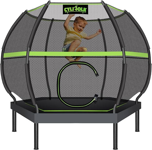 Trampoline for Kids, Heavy Duty Recreational Trampolines Toddler Trampoline with Enclosure Net Ladder Indoor Outdoor Trampoline CPC Approved