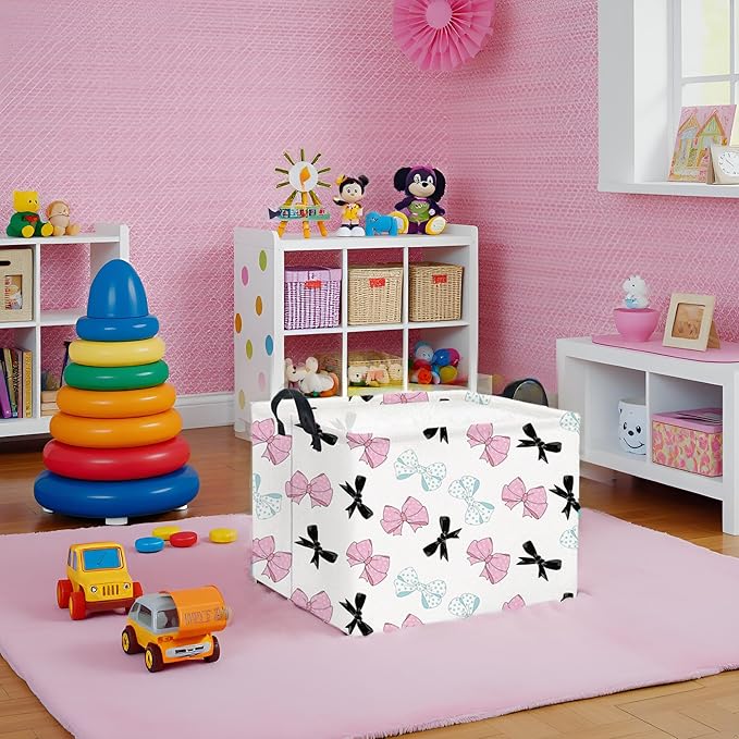 HIYAGON Rectangular Bowknot Basket Kids Baby Storage Basket Toy Storage Bin Organizer Box Room Decor(Bowknot)