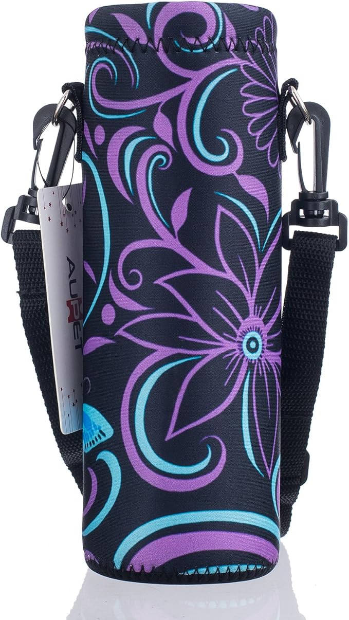 AUPET Water Bottle Bag Carrier,24oz/32oz Insulated Neoprene bottle Sling Holder Case Pouch Cover for 1000ML/750ML Bottles with Shoulder Strap for walking