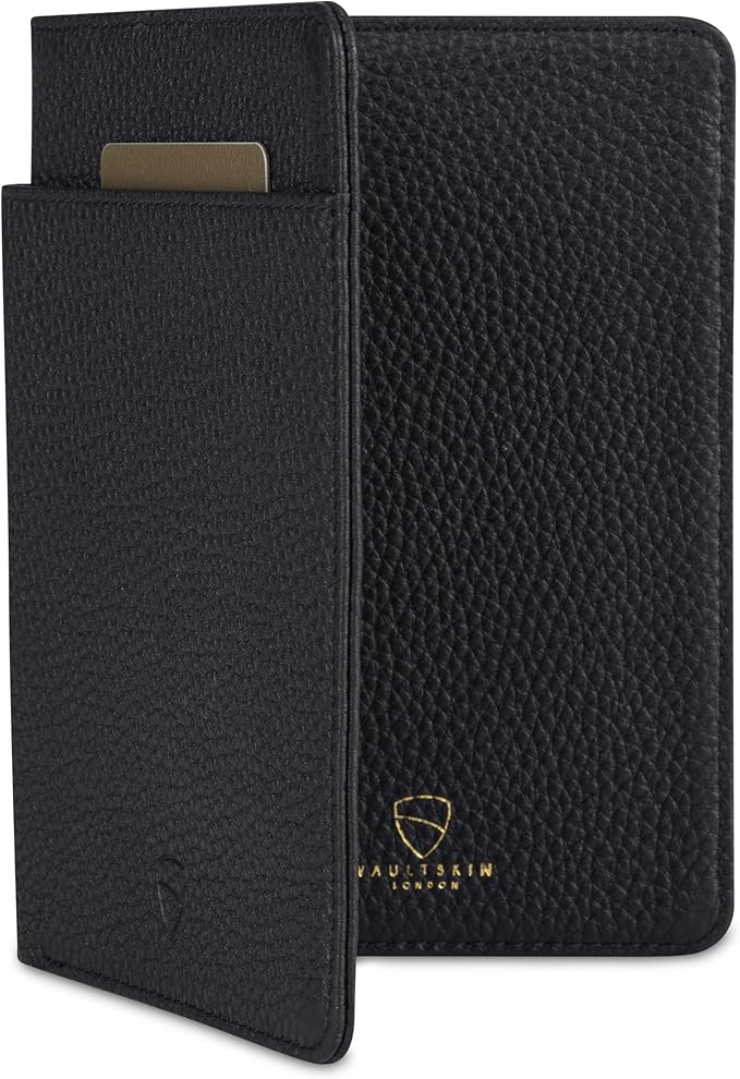 Vaultskin Leather Passport Holder, Slim RFID Blocking Travel Wallet for Men and Women, Fits Passport, Credit Cards, ID, Cash, Passport Cover Ideal Travel Accessories with Gift Box (Kensington)