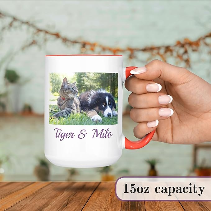 Personalized Coffee Mug, Custom Photo Text 15 Oz Ceramic Mug, Customized Picture Name Tea Cup, Unique Gift Idea, Taza Cafe Personalizadas Fotos, Cute Custom Gifts Mom Women Men, Mother's Day, Orange