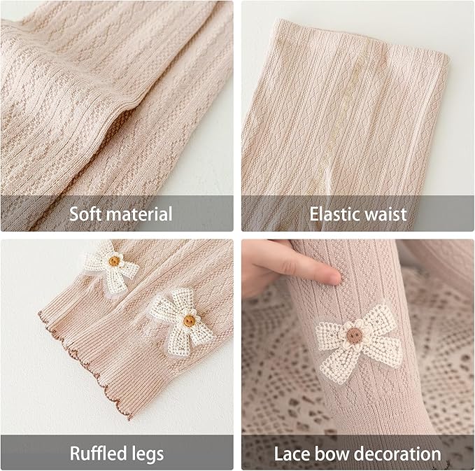 Girls Leggings for Little Girls, 2 Pack Toddler Girl Pants Leggings for Baby Tights Knitted Multi-Colors 2-9 Years