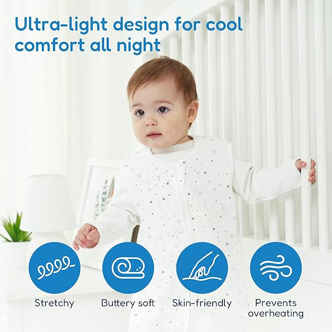 TotAha Sleep Sack 3-6 months 3 Pack, Ultra-Soft,Light Infant Wearable Blanket Baby Sleeping Bag with 2-Way Safe Zipper for Boy Girl, 0.5 TOG