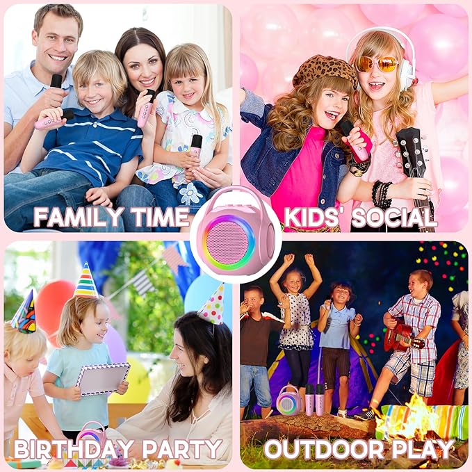 Hockvill Mini Karaoke Machine for Kids with Microphone, Bluetooth Toddler Karaoke Toy with LED Lights, Rechargeable Portable Speaker for Girls & Boys Ages 3-10, Children’s Day & Birthday Gift Ideas