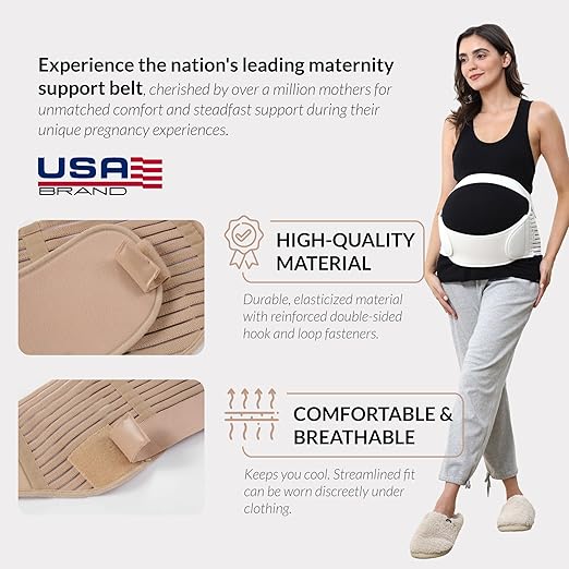 NeoTech Care Pregnancy Support Maternity Belt, Waist/Back/Abdomen Band, Belly Brace (Size XXL, Ivory Color)