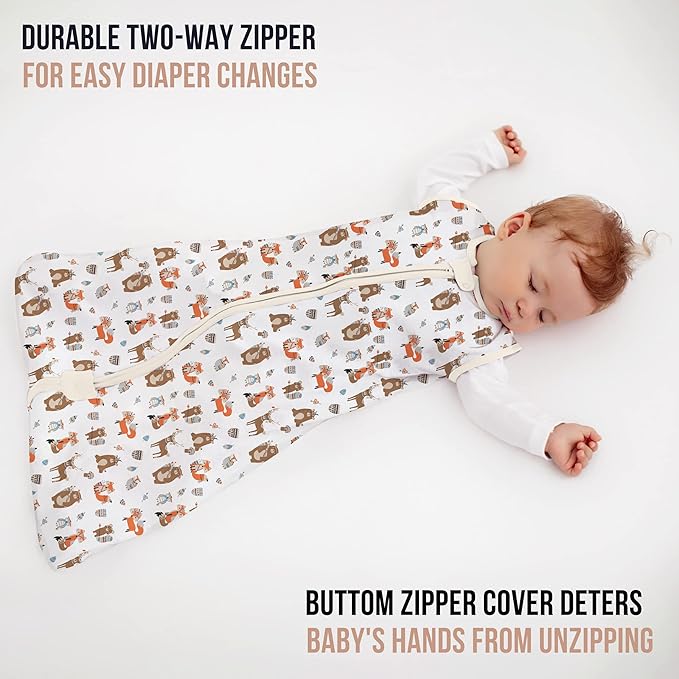 Mama Cheetah Baby Sleep Sack 0.5 TOG, Organic Cotton Baby Wearable Blanket with Two-Way Zipper, Swaddle Transition Baby Sleeping Bag for Newborn Infant Toddler Boy Girl, 12-18 Months