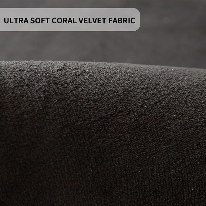 MAXYOYO Black Coral Velvet Area Rug, Thick Japanese Tatami Mat Living Room Carpet with Non-Slip Backing, Large Solid Color Mat for Bedroom Dormitory Yoga, 78 by 78 inch