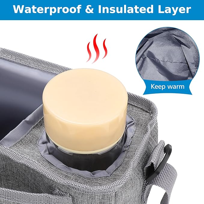Accmor Universal Stroller Organizer with Insulated Cup Holder and Shoulder Strap, Stroller Bag Caddy Organizer Stroller Accessories for Uppababy, Baby Jogger, Nuna, Doona, Britax Strollers