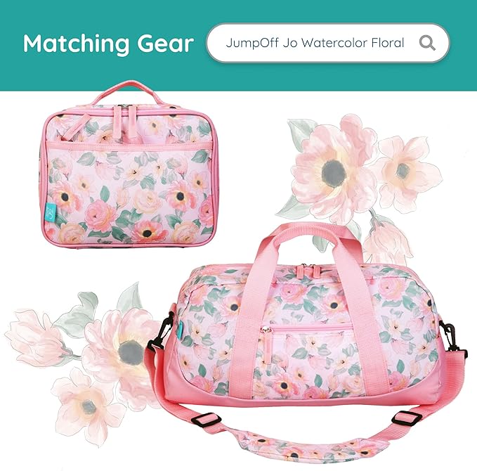 Wildkin JumpOff Jo 15-inch Kids Backpack – Durable, Adjustable, Ideal for School - Floral Watercolor
