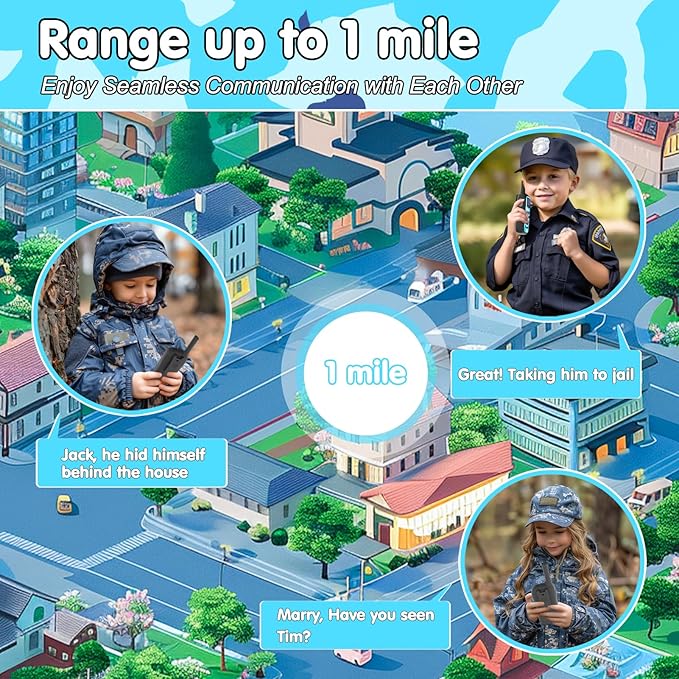 Qniglo Rechargeable Walkie Talkies for Kids with USB Charger, 22 Channels Walkie-Talkies with Lanyard, Camo Toys Gifts 4 Pack Walky Talky for Camping Hiking Family Games, for Age 3 4 5-12 Boys Girls