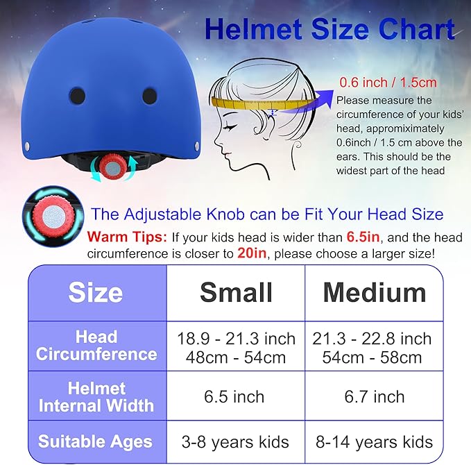 Kids Bike Helmet with DIY Stickers and Knee Pads Elbow Pads Wrist Guard Set for Ages 3-8-14 Toddler Boys Girls Helmet for Roller Skates Cycling Skateboarding Bicycle Scooter