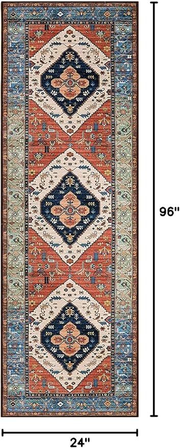 Lahome Boho Kitchen Runner Rug - 2x8 Runners for Hallways Washable Non-Slip Runner Rugs Ultra-Thin Laundry Room Rug Oriental Throw Carpet Runner for Entrance Bathroom Bedroom Living Dinning Room Foyer