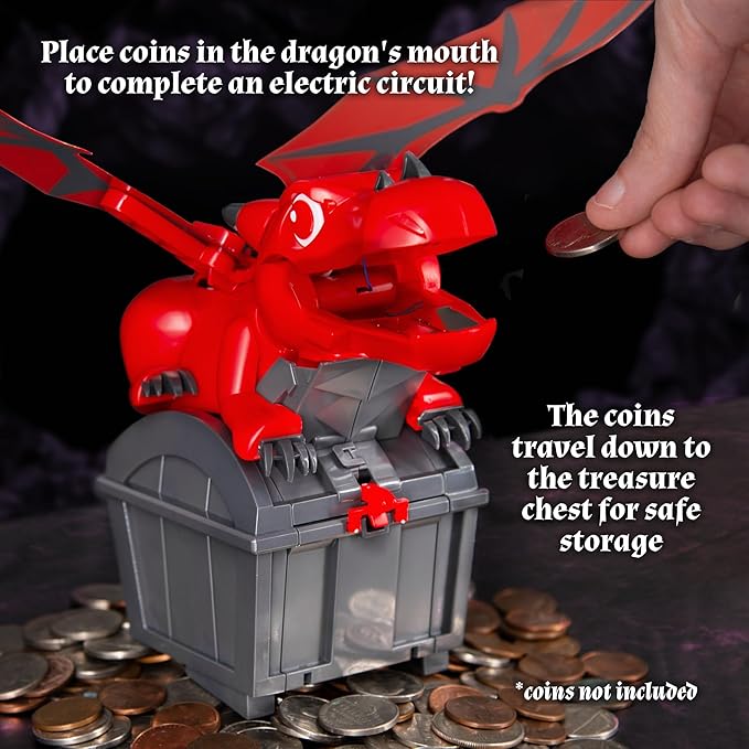 Thames & Kosmos Robotic Dragon Bank Kit | Hands-on STEM Construction Toy, Build a Mechanical Dragon Coin Bank, Explore Electric Circuits & Engineering, Educational Birthday Gift, Boys & Girls Ages 8+