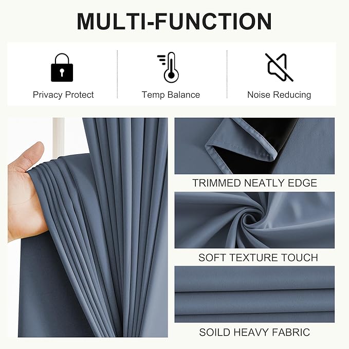 NICETOWN 100% Blackout Curtains for Bedroom, Total Blackout Thermal Insulated Grommet Window Curtains & Drapes 96 Inch Length for Living Room, 2 Panels, Stone, 52 x 96 Inch