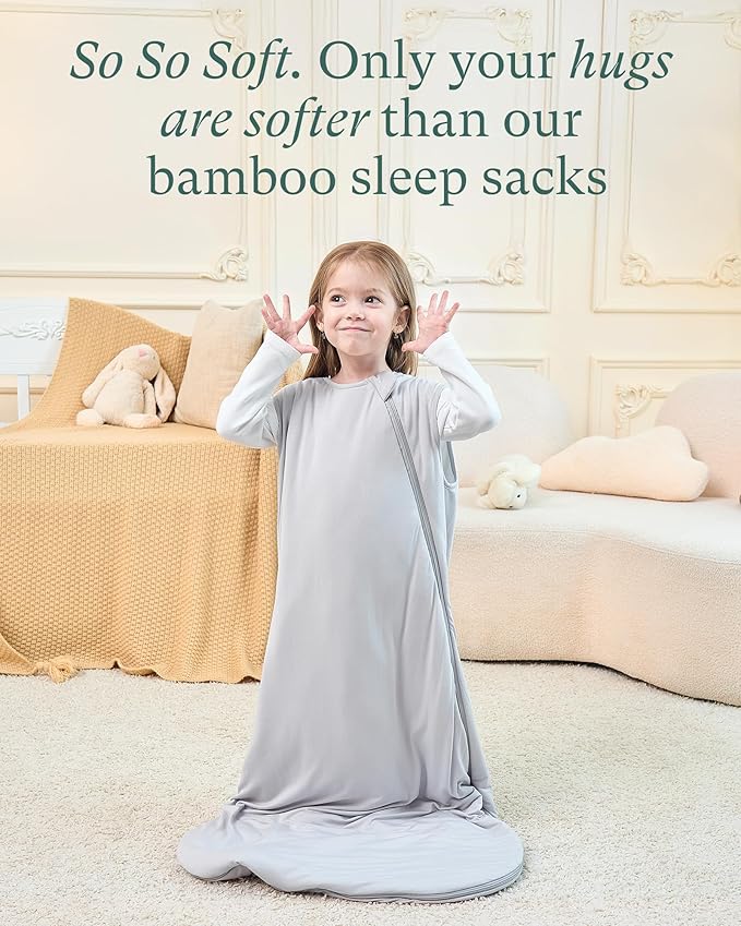 Supersoft Sleep Sack 1.0 TOG, Premium Bamboo Viscose Baby Sleeping Bag 2-Way Zipper Sleep Sack Baby Wearable Blanket