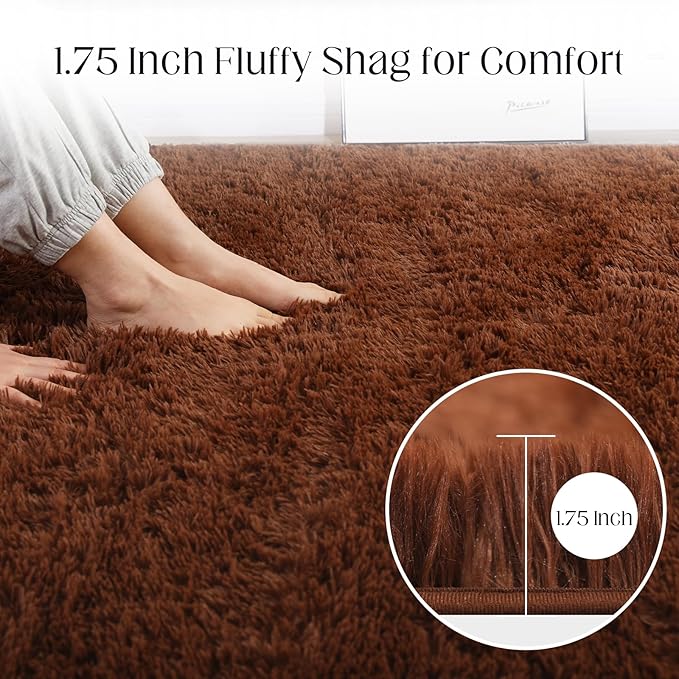 Luxury 3x5 Area Rug, Ultra Soft Rugs for Living Room, Plush Carpet Rugs for Bedroom, Non-Slip Indoor Rug for Nursery, Study Room, Playroom, Home Decor, Brown
