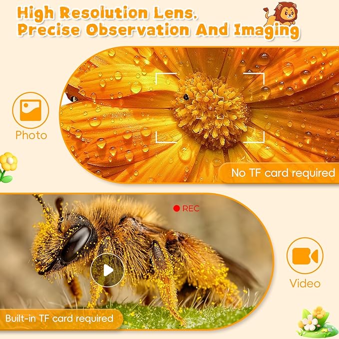 Microscope for Kids, Ahalfcit explorerscope with 2'' Inch Screen -1000X Zoom Portable Microscope Camera, Birthday for 3 4 5 6 7 8 9 0 11 12 Years Old Kids,Science Educational Toys