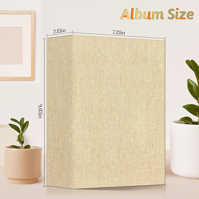 Popotop Photo Album 4x6 200 Pockets for Wedding Gifts,Linen Hardcover Picture Albums for Family Anniversary Baby Vacation Pictures