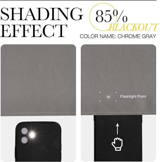 NICETOWN Chrome Gray Bedroom Curtains 63 inch Length 2 Panels, Grommet Window Treatment Thermal Insulated Solid Faux Silk Room Darkening Drapes for Kids Room, W52 x L63