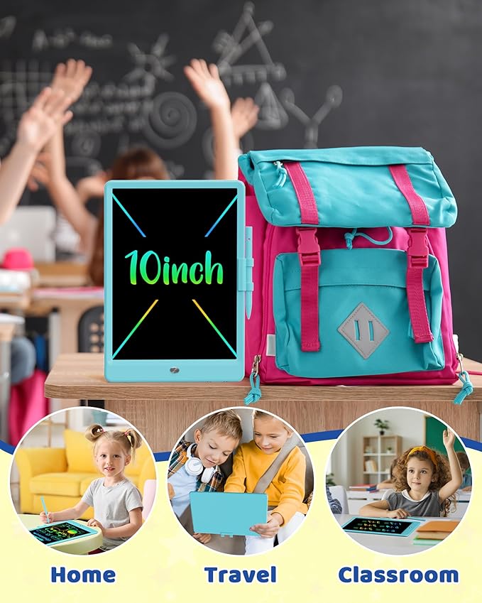 UCIDCI LCD Writing Tablet 10inch Doodle Board - Colorful Screen Electronic Toddler Drawing Tablet Drawing Pad, Educational Learning Toddler Toys for 3 4 5 6 7 8 Year Old Kids Girls Boys