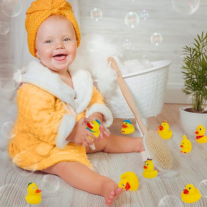Set of 15 Duck Bath Toy Rubber Duckies, 2 Inches Bathtub Duck Set Squeak Rubber Floating Duck Baby Shower Bath Tub Pool Toys