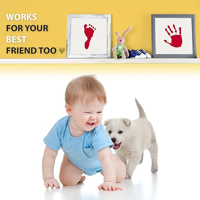 Extra Large Clean Touch Ink Pad for Baby Handprints and Footprints – Inkless Infant Hand & Foot Stamp – Safe for Babies, Doesn’t Touch Skin – Perfect Family Memory or Gift by Tiny Gifts, Red